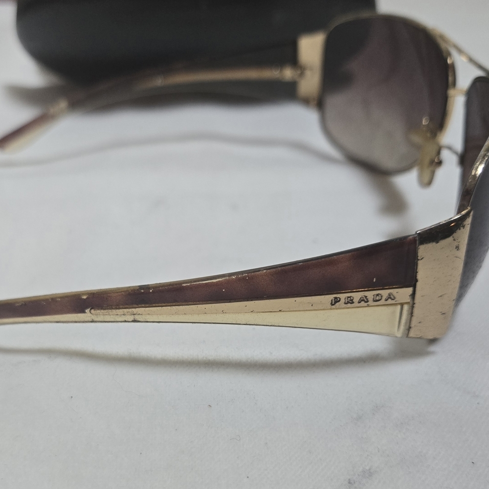 Prada SPR 75G Women's Sunglasses - Gold Frame with Black Lenses - Picture 3 of 3